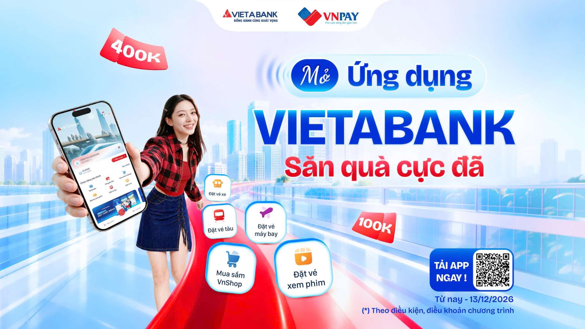 MỞ ỨNG DỤNG VIETABANK: TẬN HƯỞNG TIỆN ÍCH, SĂN DEAL MUA 1 TẶNG 1 CÙNG LOẠT MÃ GIẢM TỚI 50%
