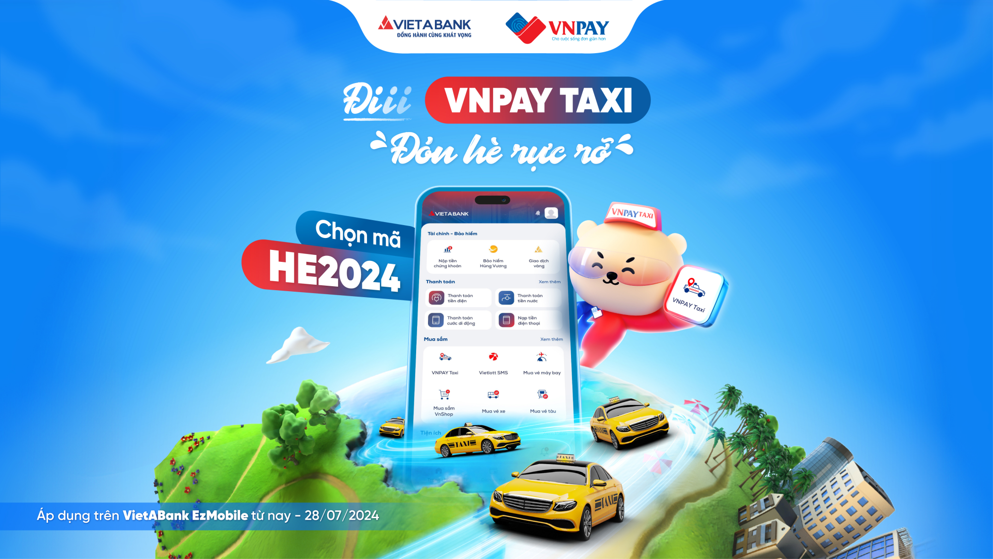VUI HÈ RỰC RỠ - GỌI VNPAY TAXI GIẢM NGAY 50K TRÊN VIETABANK EZMOBILE