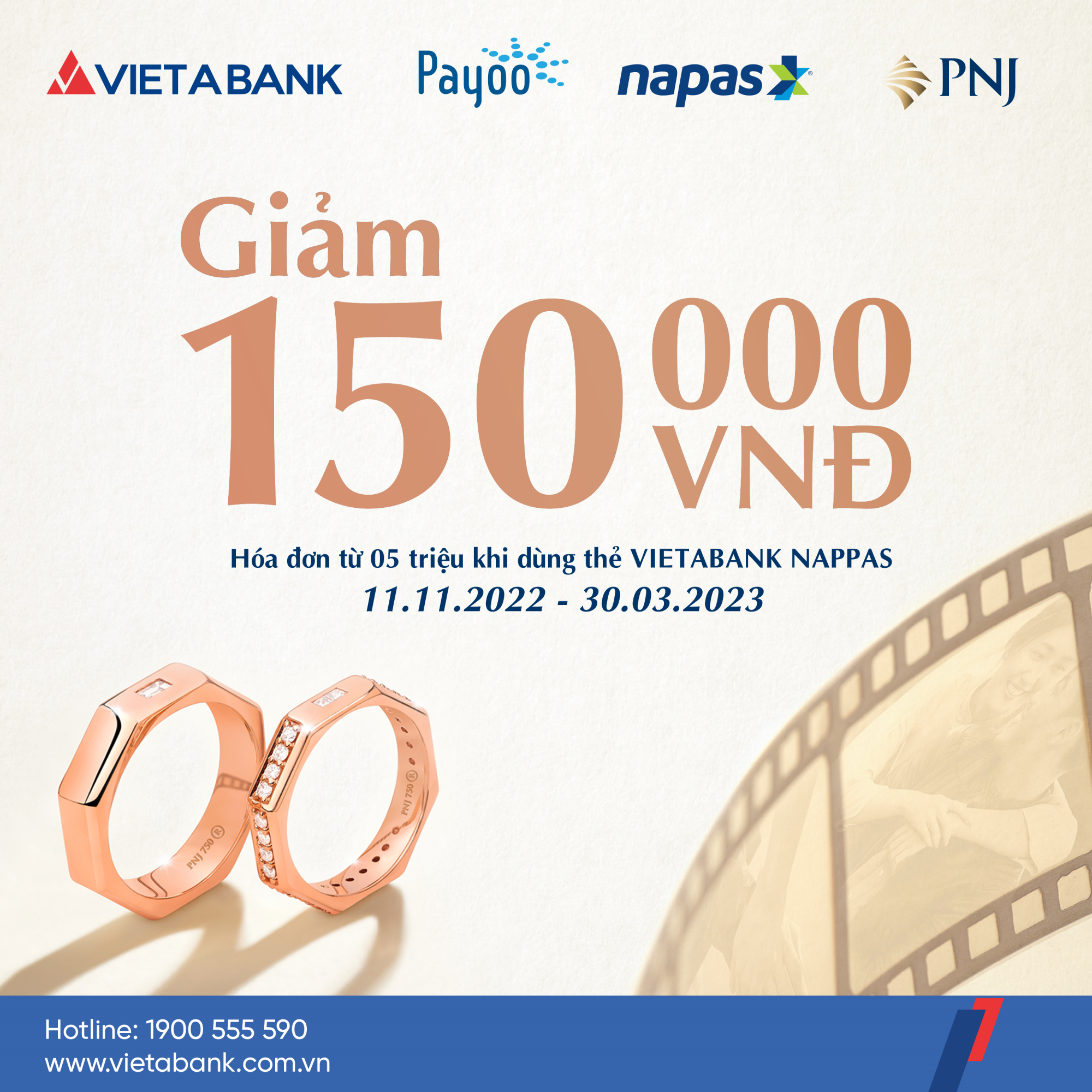 🔥🔥 GIẢM NGAY 150.000Đ KHI THANH TOÁN BẰNG THẺ VIETABANK NAPAS TẠI PNJ