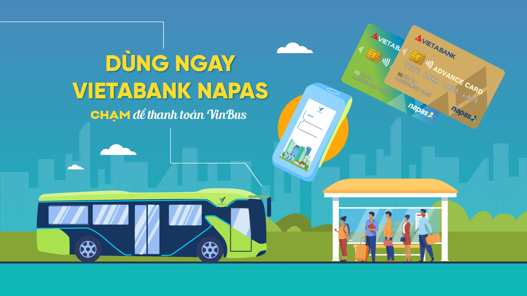 Thanh toán trên xe Bus điện VinBus bằng thẻ Chip VietABank Napas