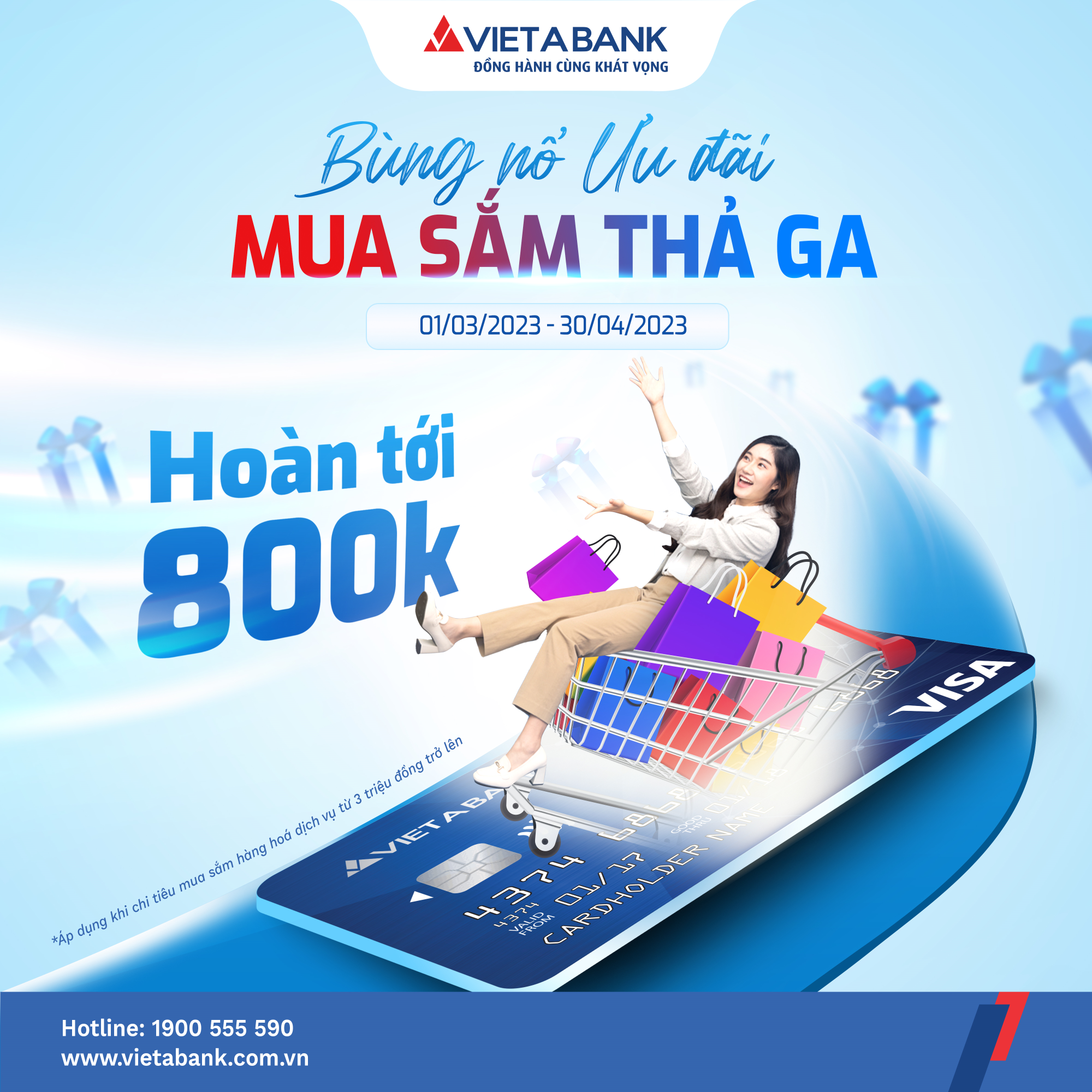 🎁 BÙNG NỔ ƯU ĐÃI - MUA SẮM THẢ GA - Hoàn tiền lên tới 800K khi chi tiêu thẻ Visa trong tháng 3