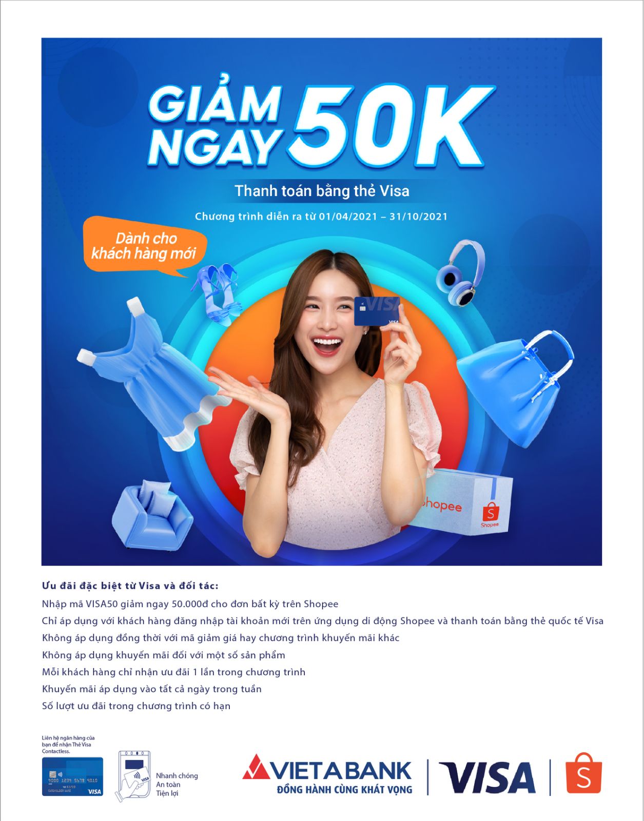 Giảm ngay 50k khi thanh toán thẻ Visa
