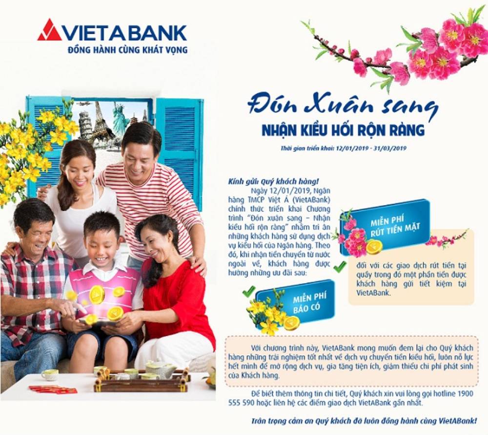 VIETABANK TRIỂN KHAI CHƯƠNG TRÌNH ĐÓN XUÂN SANG, NHẬN KIỀU HỐI