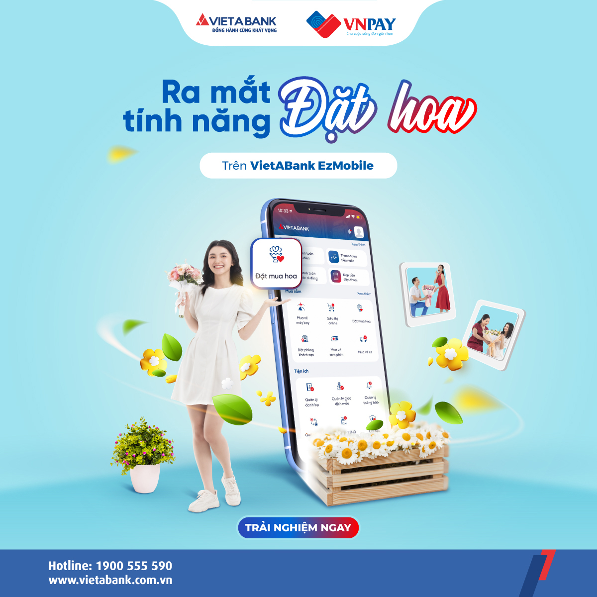 Ra mắt dịch vụ Đặt hoa trên Ứng dụng VietAbank EzMobile