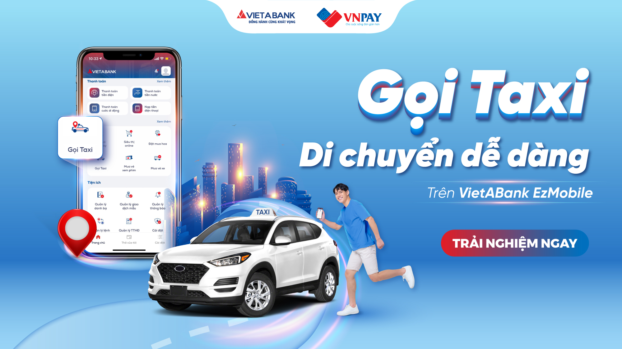 GOLIVE TÍNH NĂNG “GỌI TAXI” TRÊN VIETABANK EZMOBILE