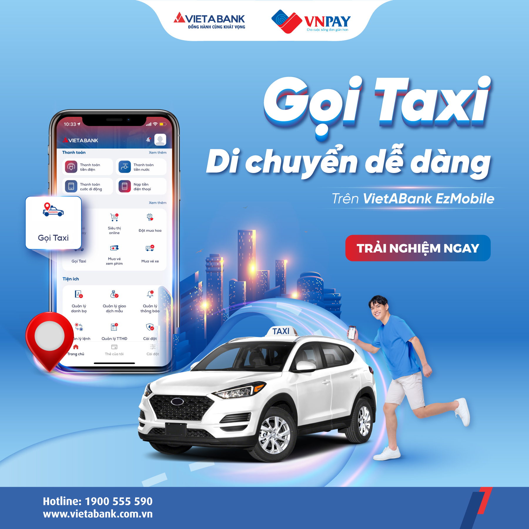 GOLIVE TÍNH NĂNG “GỌI TAXI” TRÊN VIETABANK EZMOBILE