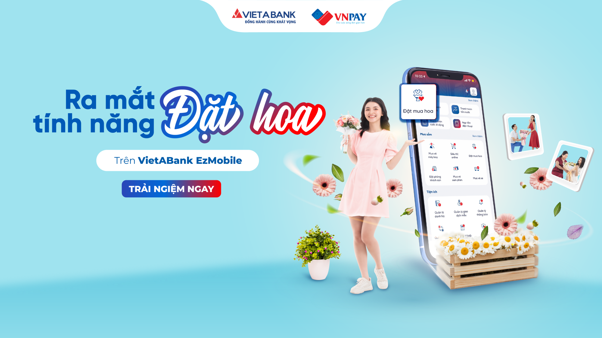 Ra mắt dịch vụ Đặt hoa trên Ứng dụng VietAbank EzMobile