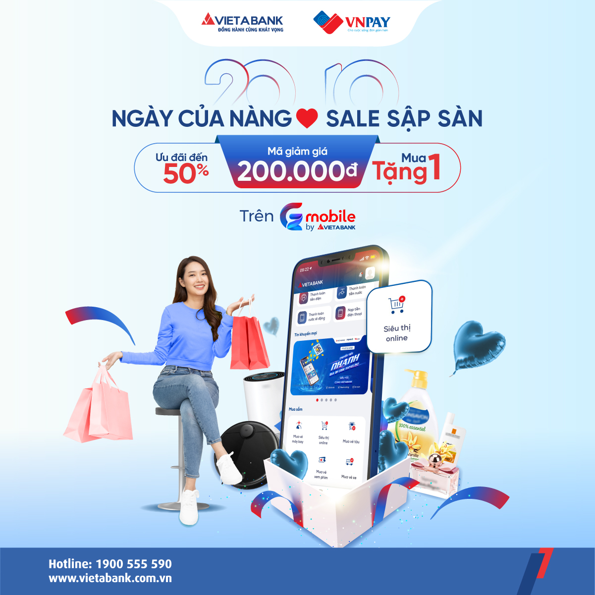 Ngày của Nàng - Sale sập sàn tại VnShop trên App VietABank EzMobile 