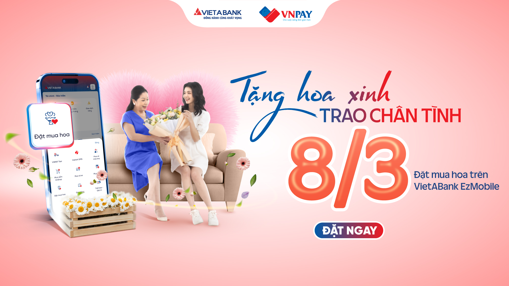 Đặt hoa trên VietABank EzMobile, trao yêu thương - gửi ý nghĩa 