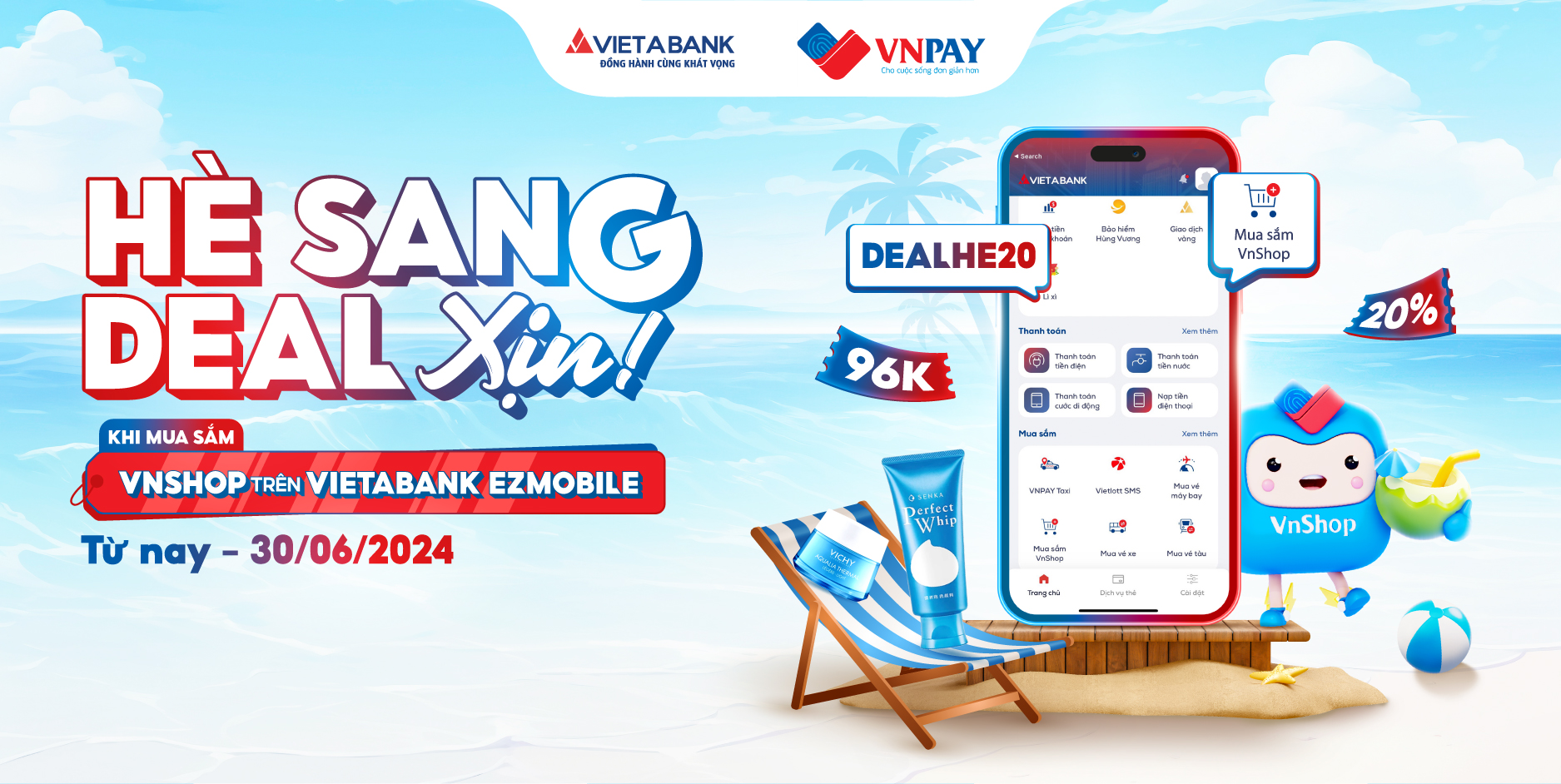 VIETABANK EZMOBILE TUNG DEAL CHẤN ĐỘNG CHỈ TỪ 16K KHI MUA SẮM VNSHOP 